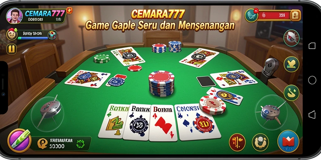 Screenshot CEMARA777 menunjukkan gameplay Gaple yang seru dan interaktif.