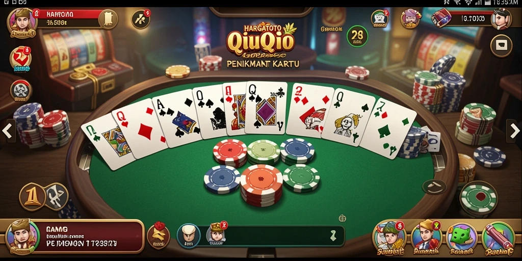 Tampilan menarik gameplay HARGATOTO dengan kartu QiuQiu.