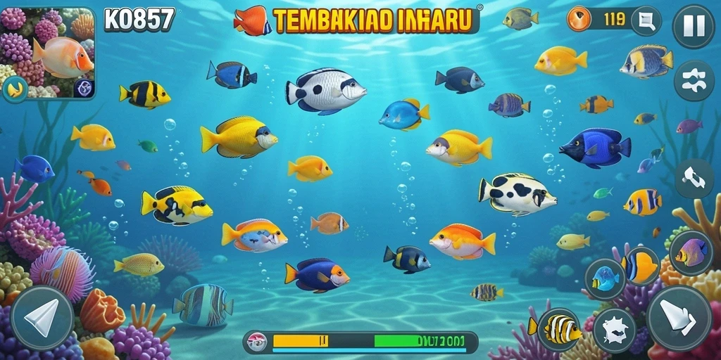 Gameplay seru menembak ikan berwarna-warni di KO857.