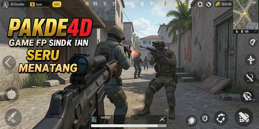 Screenshot utama PAKDE4D menunjukkan aksi intens dalam game FPS.