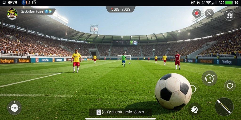 Tangkapan layar utama RP79 menampilkan aksi mendebarkan dalam pertandingan sepak bola.
